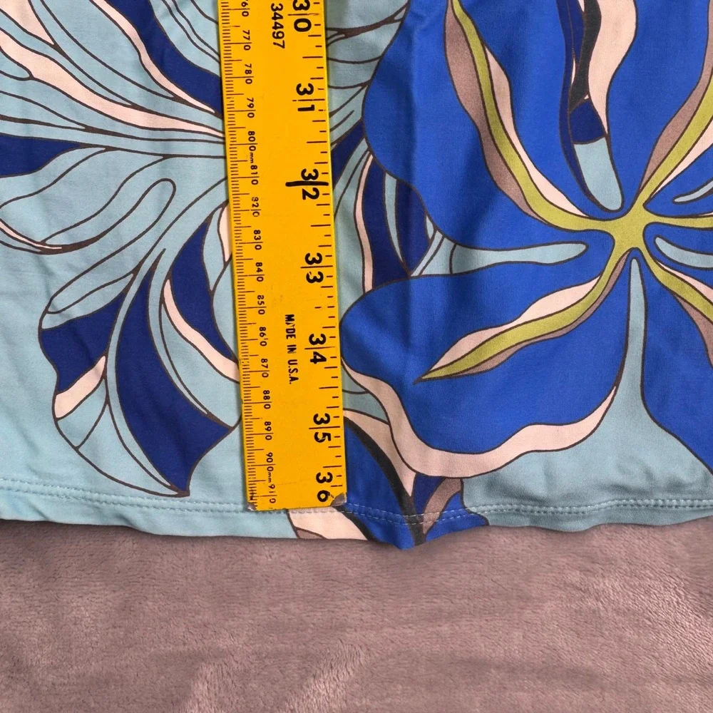 Beach House Style Womens XL Blue Tropical Floral Swim‎ Cover-Up Dress Cap Sleeve